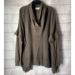 Retrod Taupe Sleeved Poncho Knit Sweater with Open Sides Size XL